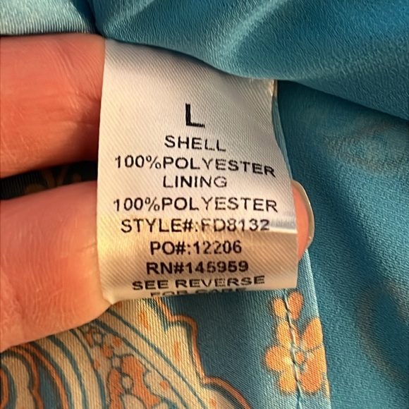 Dress Forum | Mini slip dress Paisley & ditsy floral Women size L satin sky blue - Picture 8 of 9